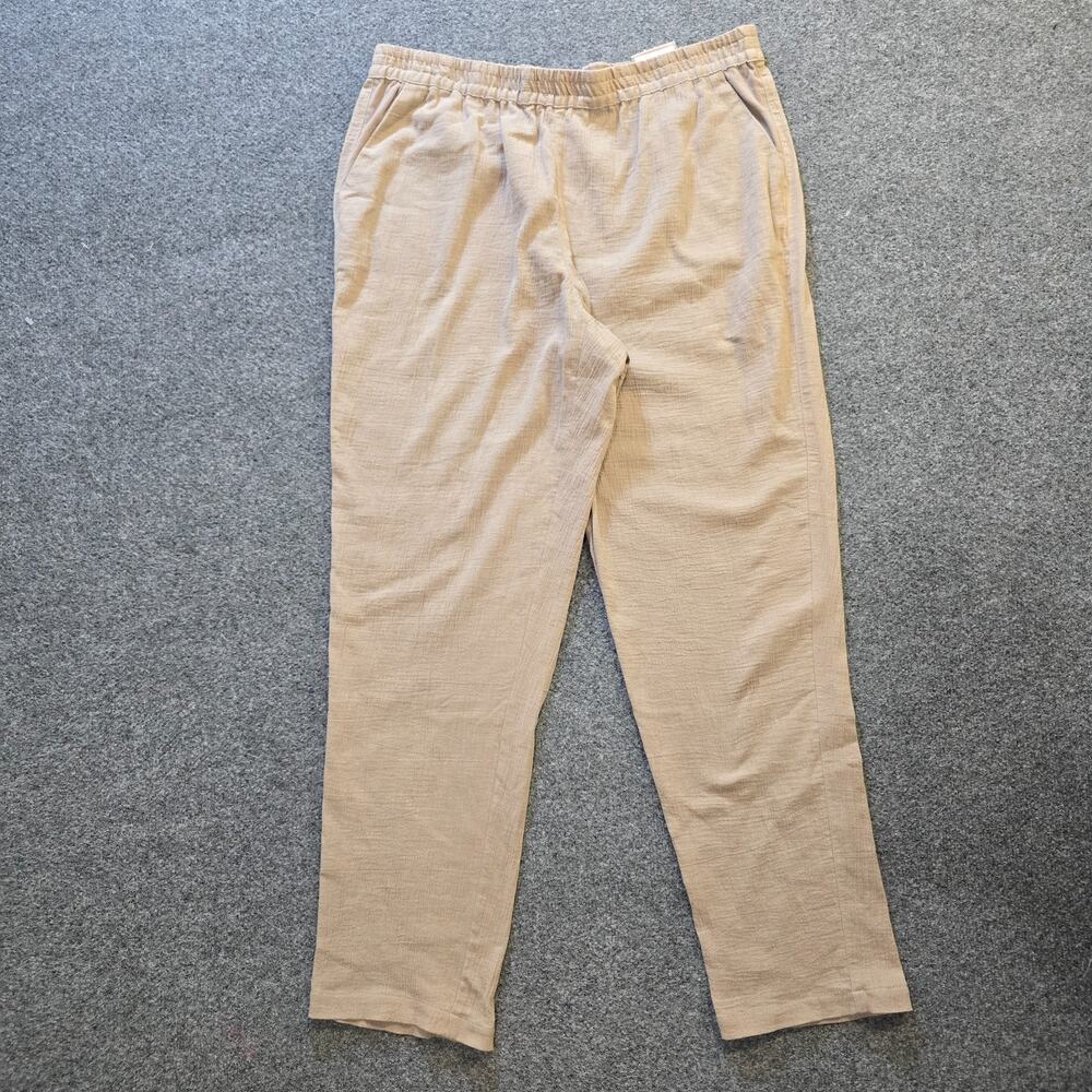 Chicos Pants Women Size 14 Beige Ultimate Fit Tapered Crepe Gauze Pull On Casual